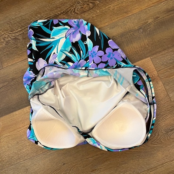 TRIMSHAPER Womens 22W Slimming Tummy Control Swimsuit Tropical Floral Multicolor - Picture 9 of 9